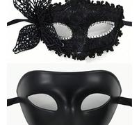 1 pezzo Maschera da donna per Ognissanti con bastoncino portatile, maschera per feste, maschera a metà volto 1 pz - Farfalla laterale con asta romana nera,1 pz - Farfalla laterale con asta romana rosa