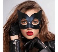 1 pezzo Maschera da gatto in pelle PU nera, per donne, può essere usata come maschera per mascherata o maschera da supereroe, adatta per costumi di Ognissanti, feste di carnevale 1 maschera per gatti 