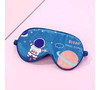 1 pezzo Maschera per gli occhi in raso blu con stampa a elementi spaziali, dalla texture seta liscia e morbida, aiuta ad addormentarsi più rapidamente Tagli UnicaFumettoPoliestere