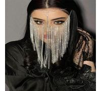 1 pezzo Maschera per metà viso, maschera alla moda con nappe lunghe, maschera per metà viso con strass, maschera da donna per mascherata, regalo per donna, costume da festa, regalo sexy, regalo per va