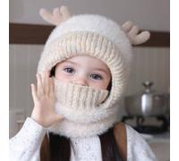 1 pezzo Maschera scaldacollo a forma di corna di cervo per bambini, berretto balaclava in pile caldo per l'inverno all'aperto 3-10 anniAcrilica