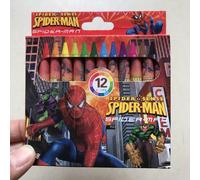 1 pezzo Matita a cera a tema Spiderman Marvel, 12 colori lavabili per studenti, cera creativa per graffiti non macchianti, mini matite per dipingere, matite a rotazione a tema cartoni animati, set di 