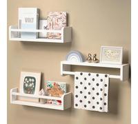 1 pezzo Mensola da parete per cameretta, Mensola galleggiante in legno da 41 cm per parete, mensola montata a parete per soggiorno, bagno, supporto per spezie in cucina, bianco-naturale MLegno