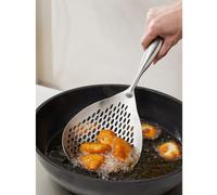 1 pezzo Mestolo a rete in acciaio inossidabile di grandi dimensioni, cucchiaio per friggere, utensile da cucina per uso domestico, mestolo per olio e frittura, realizzato in un unico stampo, grande me