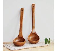 1 pezzo Mestolo di legno con manico lungo minestra boemo con motivi legno per cucina M,SLegno