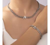 1 pezzo metallo dichiarazione grosso con catena lettere Collane & Braccialetti Set per donne L,M,S,H,A,T,O,X,B,C,D,E,F,G,I,J,K,N,P,Q,R,U,V,W,Y,ZLega di zinco