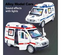 1 pezzo Mini auto d'emergenza in metallo pressofuso, autopompa antincendio, macchina della polizia, modello con suoni e luci, veicolo di simulazione, collezione, regali, giocattoli, decorazione per la