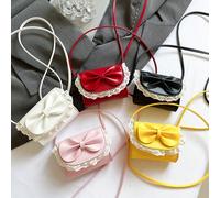 1 pezzo Mini borsa a tracolla con decorazioni in pizzo e fiocco, carina e unica, borsa a tracolla in PU di alta qualità, nuovo stile alla moda, abbinamento di colori fresco e vivace, che mostra vitali