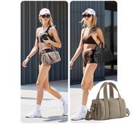 1 pezzo Mini borsa da palestra a tracolla imbottita da 6L, con tracolla rimovibile, borsa da viaggio soffice, adatta per il fitness nero,rosa,CammelloBlocchi di coloreNylon