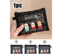 1 pezzo Mini borsa portatile in rete, stampata con il testo "Medicina" e il motivo a croce, adatta per kit di pronto soccorso, borsa per emergenze mediche, conservazione di medicinali e pillole per us