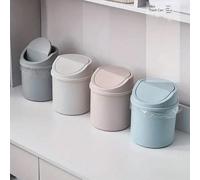 1 pezzo Mini cestino gettacarte da scrivania con coperchio a pressione, contenitore di stoccaggio per piccoli oggetti, grigio rosa,blu,grigio,Bianco,Sacco della spazzatura nero 1 rotolo/15 pezzi,Bordo