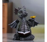 1 pezzo Mini ornamento con libro e drago in resina, opera d'arte e artigianato, per scaffale libreria, arredamento casa, soggiorno, ufficio, tavolo, ingresso, dimensioni 9 x 6,7 x 10 cm, ottimo regalo