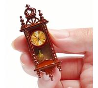 1 pezzo Mini orologio vintage di Roma in stile anni '20 in scala 1:12 per decorazione di camera da letto e salotto in casa delle bambole, in legno e metallo L,SLegno