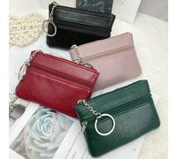 1 pezzo Mini portafoglio in colore unito, sottile e corto, portachiavi classico e semplice, piccolo portafoglio con cerniera, porta carte di credito, porta rossetto, porta cavo dati, borsa portaoggett