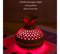 1 pezzo Mini umidificatore a forma di fiore, umidificatore con luce notturna, umidificatore a fiore cavo multicolore con venatura del legno, luce LED a 7 colori, camera da letto, casa, ufficio, mini u
