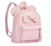 1 pezzo Mini zaino alla moda e carino per bambini, con fiocco di paillettes, design orecchie di topo, adatto per ragazze, colore rosa Poliuretano