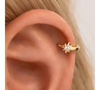 1 pezzo Minuscolo orecchino a cerchio in argento sterling 925 a forma di stella per cartilagine, orecchino a stella a otto punte dorata per tragus, adatto per uso quotidiano delle donne (venduto singo