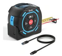 1 pezzo Misuratore laser 2 in 1, strumento di misurazione laser da 40m, strumento di misurazione flessibile da 5m, in grado di misurare pitagora, distanza, area e volume, ricarica USB-C e display LCD