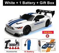 1 pezzo Modellino di auto da drift radiocomandato in scala 1:24 (BMW/GTR/AE86/Tesla/Mustang/), auto da corsa 4WD ad alta velocità con batteria, cacciavite, cavo di ricarica e istruzioni, regalo di sim