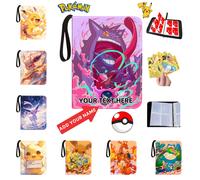 1 pezzo Modello personalizzato di copertina per album di carte Pokémon, album di carte collezionabili modificabili, raccoglitori di carte da gioco con 4 tasche, 50 libri di carte da scambio a doppia f