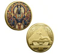1 pezzo Moneta commemorativa con testa di cane Anu ivinità egizia della morte e guardiano, medaglia commemorativa del dio piramide, moneta commemorativa degli eroi guerrieri, medaglia commemorati