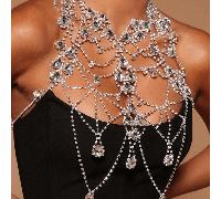 1 pezzo Monile da corpo con strass a goccia d'acqua sexy per il petto, accessorio per collana per feste in discoteca Tagli UnicaCristallo artificiale