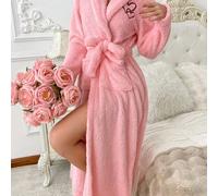 1 pezzo Morbida vestaglia da donna con ricamo a cuore, rosa, viola, adatta per ragazze adolescenti, abbigliamento da casa autunno/inverno, comodo flanella, un must per Ognissanti, camicia da notte, ca