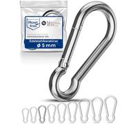 1 pezzo moschettone piccolo 5mm forte moschettone in acciaio inox gancio portachiavi senza occhio anello carico di rottura 650 kg moschettone in acciaio inox 5x50 mm amaca altalena