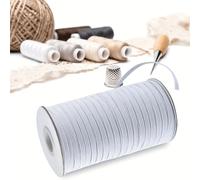 1 Pezzo Nastro Elastico Ad Alta Elasticità Con Diverse Dimensioni E Lunghezze: 10yd/100yd/200yd, Nastro Elastico Piatto Di 3/5/8/10/12mm Per Polsini, Orli, Fasce Della Vita, Attrezzature Equestri Bian