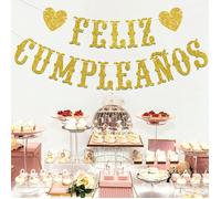 1 pezzo, Nero/Oro/Blu/Rosso Rosa, Striscione di Compleanno "Buon Compleanno" in Spagnolo, Decorazione per Festa di Compleanno a Tema Carnevale Messicano, Adatto per Decorare lo Striscione della Festa