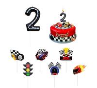 1 Pezzo Numero 2 Candeline, 6 Pezzi Torta Dessert Con Bandierine, Candeline Per Il 2° Compleanno, Decorazione Per Bambini Del 2° Compleanno