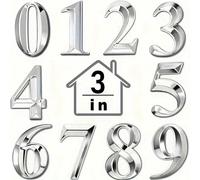1 pezzo Numero civico galleggiante 3D autoadesivo da 2,8 pollici/7 cm, numeri e lettere in plastica da 0 a 9, targhetta porta resistente alla ruggine per hotel, ufficio, appartamento Argento 6,Argento