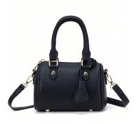 1 pezzo Nuova borsa a mano stile Boston alla moda, borsa a tracolla versatile, in pelle nera, prodotta direttamente dalla fabbrica, con cinturino regolabile, chiusura con cerniera, leggera e durevole,