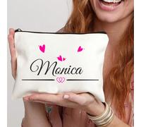 1 pezzo Nuova borsa cosmetica, borsa cosmetica con logo con nome personalizzato, può essere personalizzata con un design unico, borsa cosmetica con cerniera leggera perfetta anche come portamonete, as