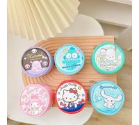 1 pezzo Nuova borsa portamonete a forma di volto femminile Kuromi di Sanrio, facile da trasportare con una borsa rotonda per riporre gli auricolari, in pelle PU Coulomi,La mia melodia,Ciao Kitty,Pesce