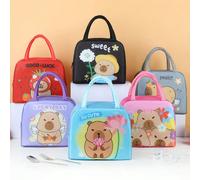 1 pezzo, nuova borsa termica per il pranzo con motivo creativo a capibara, borsa porta pranzo riutilizzabile di grande capacità, metodo di conservazione comodo e portatile, adatto per scuole, lavorato