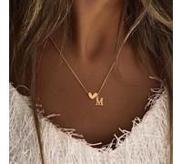 1 pezzo Nuova collana classica in acciaio inossidabile con lettera a forma di cuore, per donna L,M,S,H,A,T,O,B,C,D,E,F,G,I,J,K,N,P,R,V,W,Y,ZAcciaio inossidabile