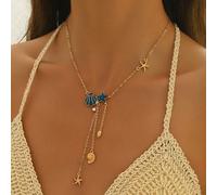 1 pezzo Nuova collana con pendente creativo stile oceano, con stella marina e conchiglia, minimalista, personalizzato, adatto per uso quotidiano di moda Tagli UnicaLega di zinco