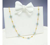 1 pezzo Nuova collana floreale per ragazze estiva di moda in acciaio titano con perline, gioielli a catena di clavicola, regalo romantico per appuntamenti, stile di ritorno a scuola/matrimonio/vacanza