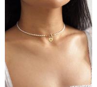 1 pezzo Nuova collana minimalista con ciondolo a forma di cuore in acciaio inossidabile con perline, adatta per le donne L,M,S,H,A,T,O,X,B,C,D,E,F,G,I,J,K,N,P,Q,R,U,V,W,Y,ZABS
