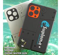 1 pezzo Nuova pistola ad acqua pieghevole a forma di mela, con doppia ugello e fuoco automatico, giocattolo ideale come regalo per compleanni, Pasqua, San Valentino e altre occasioni Bianco,neroABS