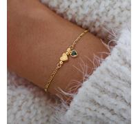 1 pezzo Nuovo accessorio di moda retrò per donna, collana e bracciale in acciaio inossidabile con cristallo verde a forma di cuore e placcatura in oro L,M,S,H,A,T,O,B,C,D,E,F,G,I,J,K,N,P,R,V,W,Y,ZAcci