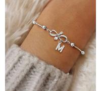 1 pezzo Nuovo braccialetto alla moda in acciaio inossidabile argento con simbolo dell'infinito e iniziale, per donne L,M,S,H,A,T,O,B,C,D,E,F,G,I,J,K,N,P,R,V,W,Y,ZAcciaio inossidabile