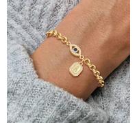 1 pezzo Nuovo braccialetto alla moda in acciaio inossidabile con charm a forma di lettera e occhio, per donna L,M,S,H,A,T,O,B,C,D,E,F,G,I,J,K,N,P,R,V,W,Y,ZAcciaio inossidabile