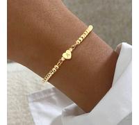 1 pezzo Nuovo braccialetto regolabile con catena dorata e perline a forma di cuore e lettera per donna L,M,S,H,A,T,O,B,C,D,E,F,G,I,J,K,N,P,R,V,W,Y,ZAcciaio inossidabile