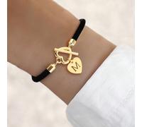 1 pezzo Nuovo, Classico Braccialetto A Fascia Regolabile In Acciaio Inossidabile Colore Oro Con Iniziale A Cuore Vuoto Per Le Donne L,M,S,H,A,T,O,B,C,D,E,F,G,I,J,K,N,P,R,V,W,Y,ZAcciaio inossidabile