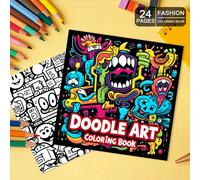 1 pezzo Nuovo Libro da colorare per adulti a tema doodle, edizione 2025, 7,9 x 7,9 pollici, 24 pagine, stampa su un solo lato, con bellissimi disegni e linee nitide. Adatto come regalo per San Valenti
