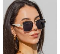 1 pezzo Nuovo occhiali da donna con montatura in metallo a forma di poligono cavo, alla moda, adatti per uso all'aperto, social media, passerelle, accessori da spiaggia, basici per outfit donna autunn