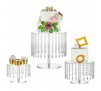 1 pezzo o 1 set di supporto per torta in acrilico, alzata per cupcake rotonda, supporto per dessert trasparente, alzata per cupcake per tè pomeridiano con lampadario in cristallo per matrimoni, feste 