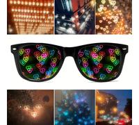 1 pezzo Occhiali a forma di cuore con diffrazione (senza batteria necessaria) - Vedi i cuori! Occhiali ad effetto speciale per rave EDM, Ognissanti, Natale, Ringraziamento, Capodanno, che cambiano col